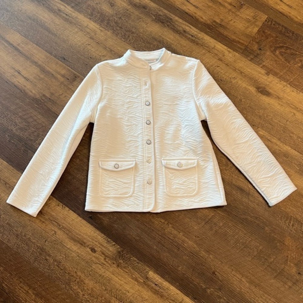 Isaac Mizrahi Live button‎ up jacket womens size medium white oversized fit